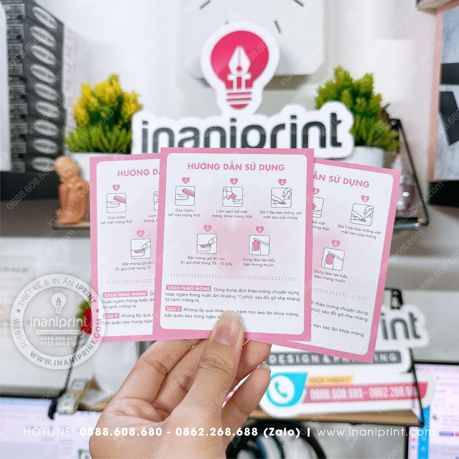 Mẫu Nails Box Tim Hồng Cam, Card Gắn Móng Tay Giả Tim Hồng Cam, Giấy Gắn Móng Tay Giả Tim Hồng Cam Đẹp Giá Rẻ - Image 3