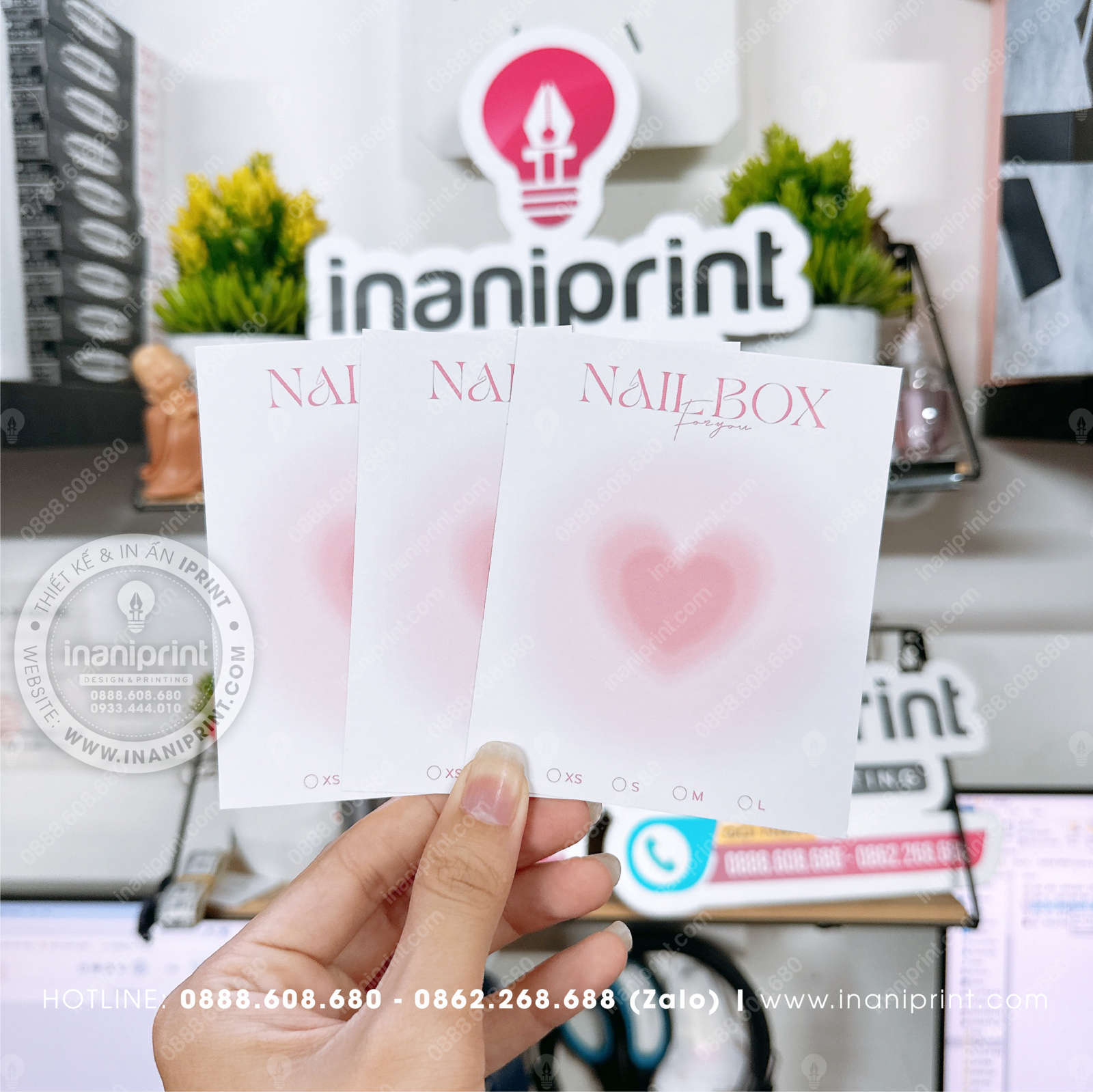 Mẫu Nails Box Tim Hồng Cam, Card Gắn Móng Tay Giả Tim Hồng Cam, Giấy Gắn Móng Tay Giả Tim Hồng Cam Đẹp Giá Rẻ - Image 2
