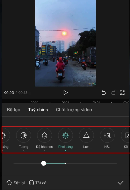 edit màu trong capcut