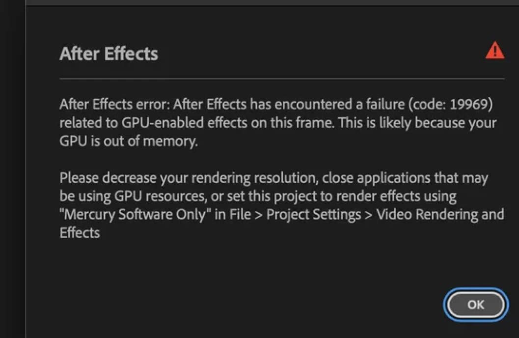 lỗi render after effect fail