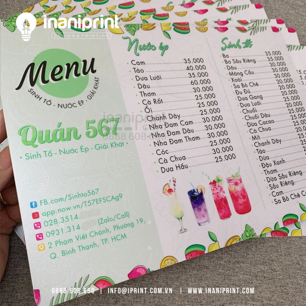 Mẫu Menu Nhựa Tiệm Nước Giải Khát, Bảng Giá Nhựa Tiệm Nước Giải Khát, Thực Đơn Nhựa Tiệm Nước Giải Khát Đẹp Giá Rẻ