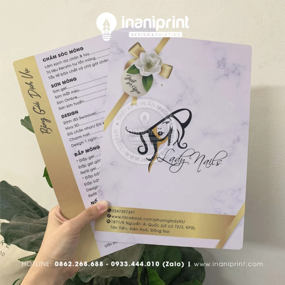 Mẫu Menu Nhựa Tiệm Nails, Bảng Giá Nhựa Tiệm Nails, Thực Đơn Nhựa Tiệm Nails Đẹp Giá Rẻ