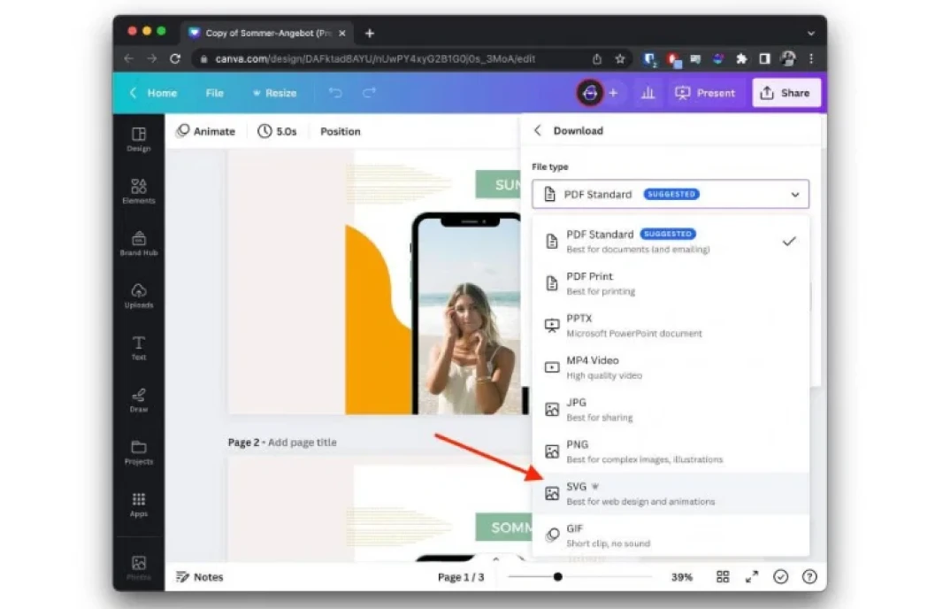 sự khác nhau giữa svg trên canva