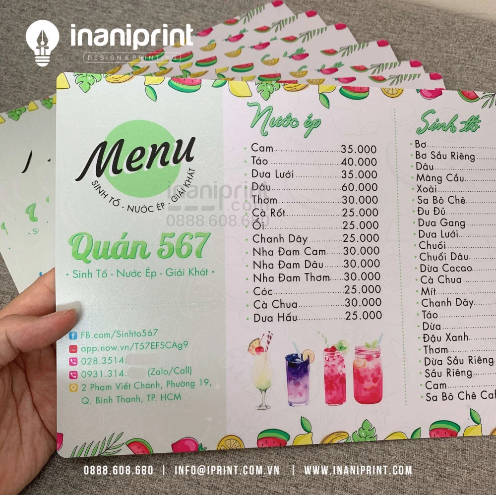 Mẫu Menu Nhựa Tiệm Nước Giải Khát, Bảng Giá Nhựa Tiệm Nước Giải Khát, Thực Đơn Nhựa Tiệm Nước Giải Khát Đẹp Giá Rẻ - Image 2