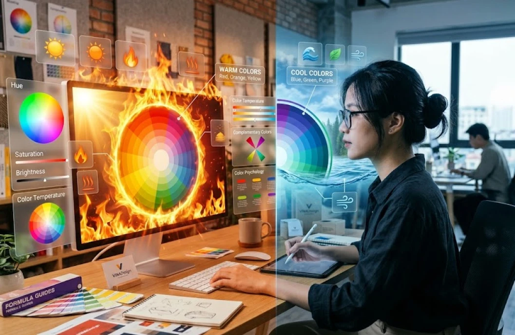 so sánh màu nóng và màu lạnh