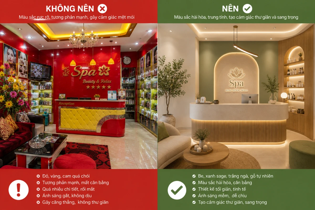 so sánh màu sắc phối trong spa
