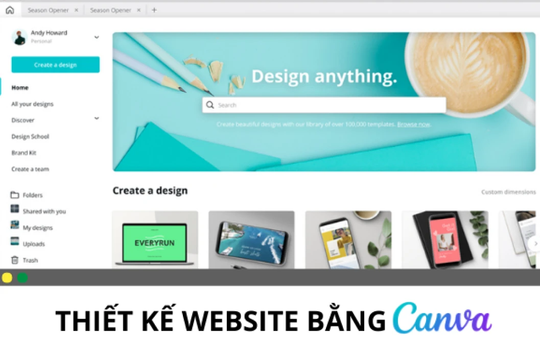 tạo bản thiết kế trên canva