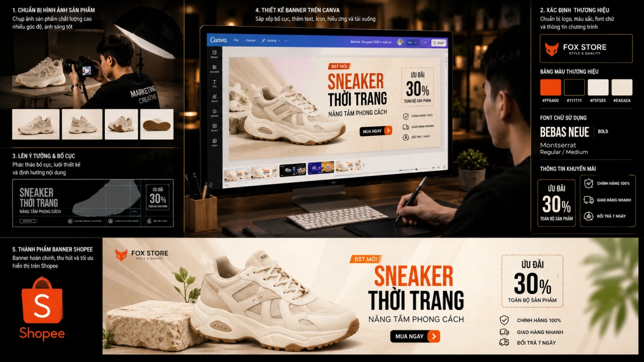 tạo banner shopee trên canva