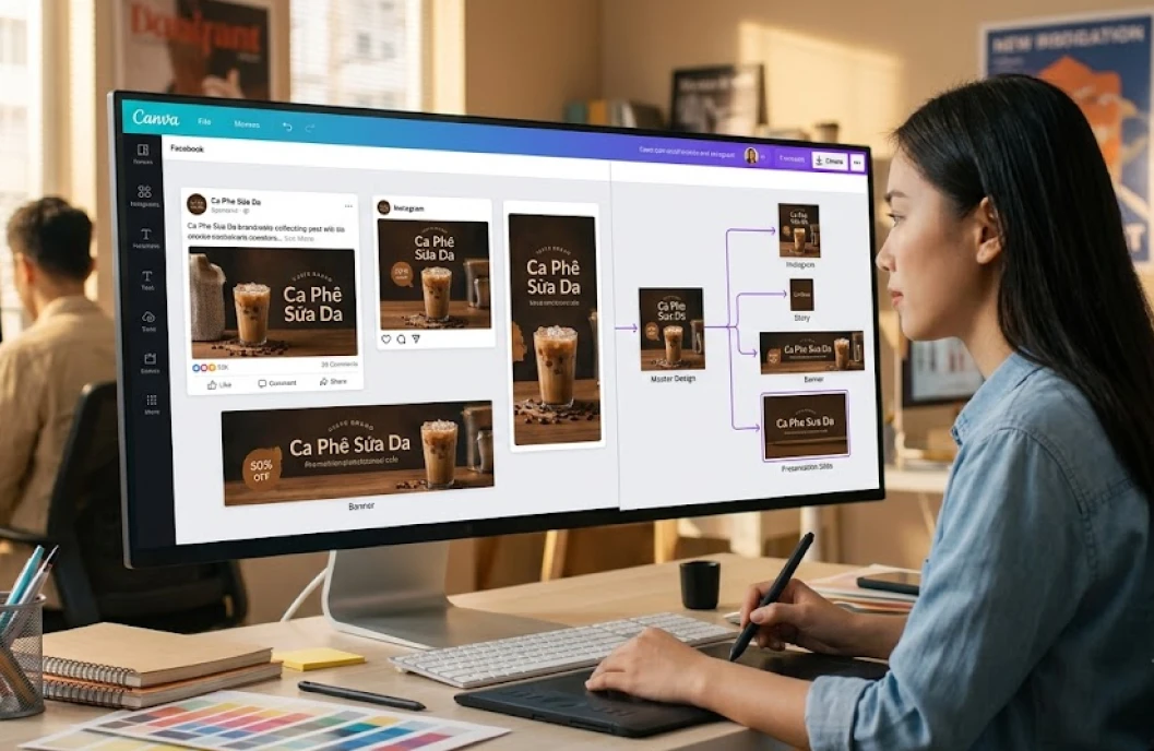 thiết kế nhanh trên canva