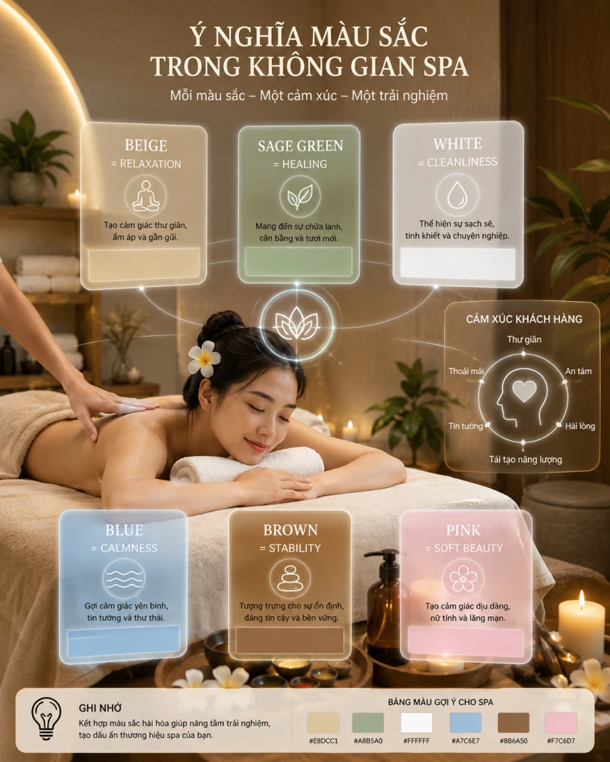 ý nghĩa màu sắc trong spa