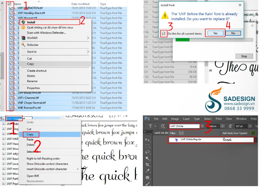 cài đặt font trong photoshop