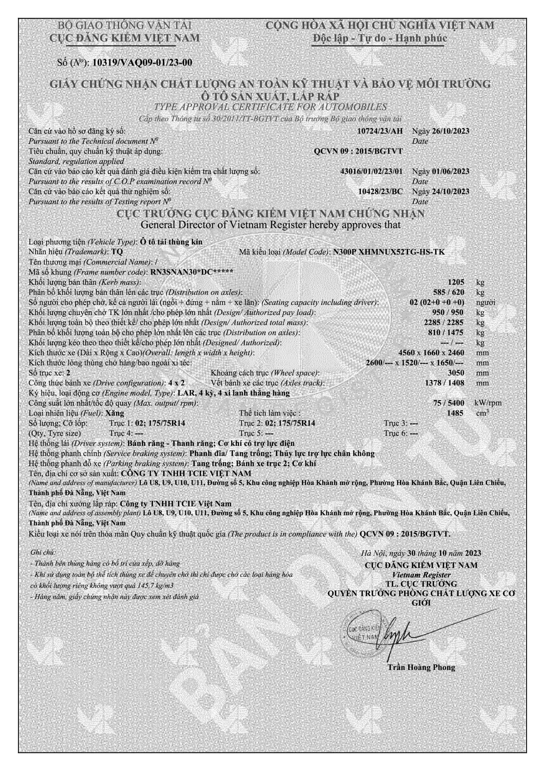 GCN Chất lượng an toàn kỹ thuật & bảo vệ môi trường | Thùng kín