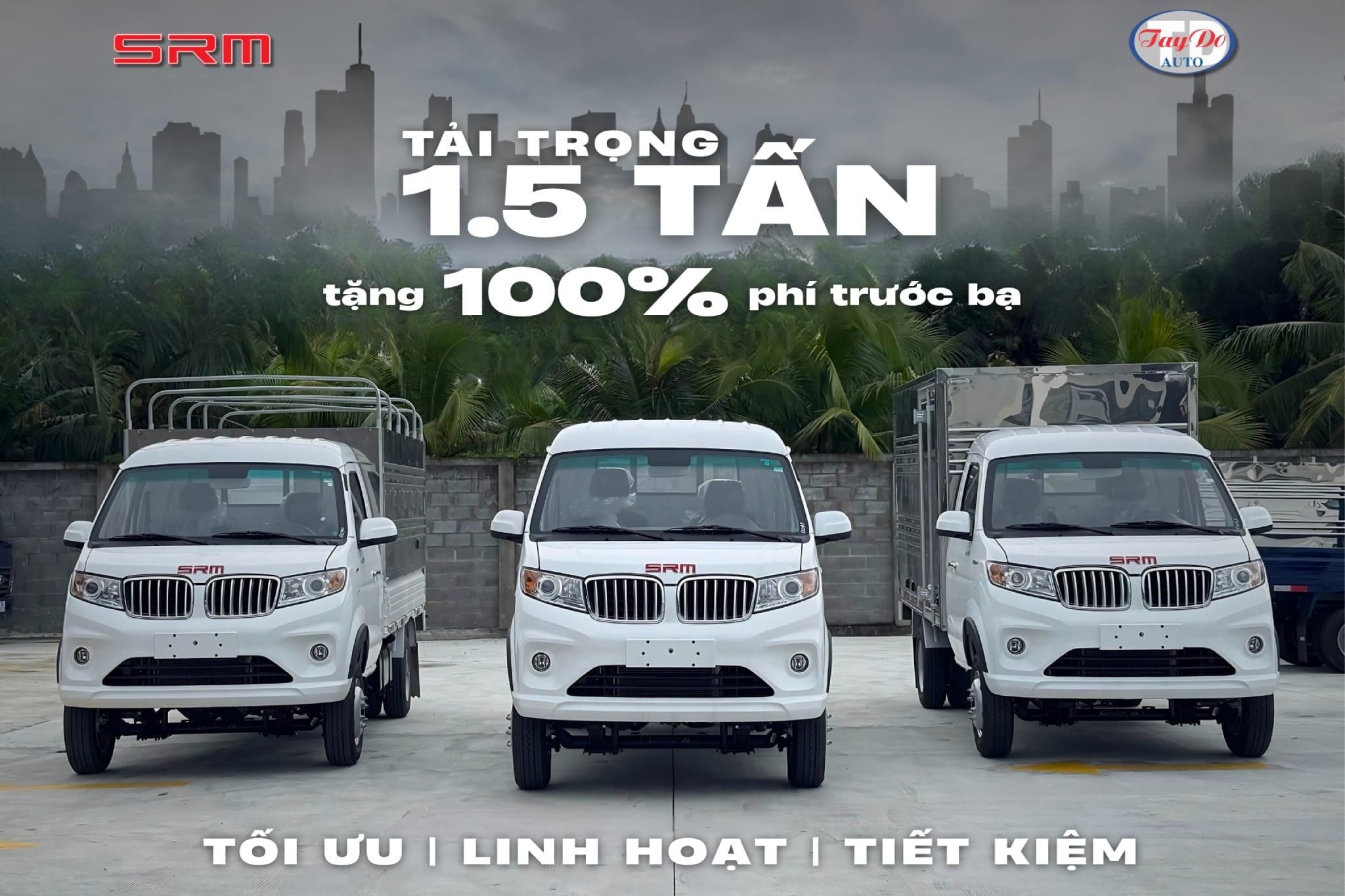 Bộ 3 kiểu thùng của dòng xe SRM S1 | 1.5 Tấn