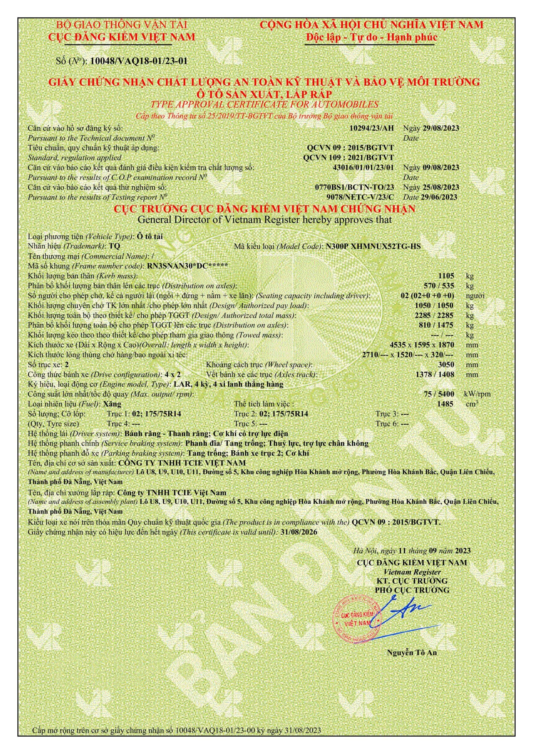 GCN Chất lượng an toàn kỹ thuật & bảo vệ môi trường | Thùng lửng cao cấp