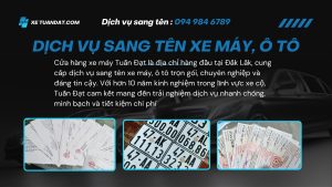 Dịch Vụ Sang Tên Xe Máy, Ô Tô Tại Cửa Hàng Xe Máy Tuấn Đạt